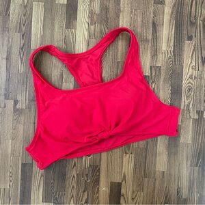 No Boundaries Women's Front Twist Tie Razorback Swim Top Red Large